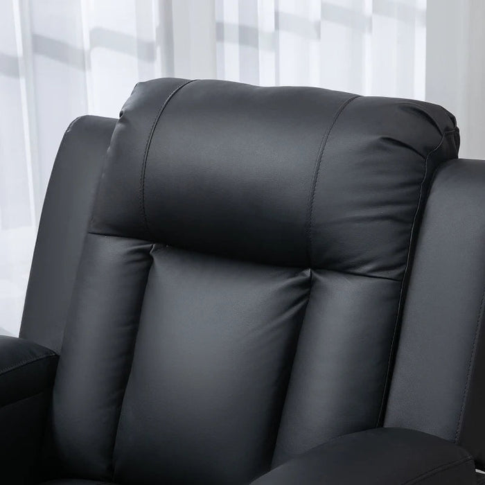 Aosom Chair Massage Recliner Chair for Living Room with 8 Vibration Points, PU Leather Reclining Chair with Cup Holders, Swivel Base, Rocking Function - Available in 2 Colours