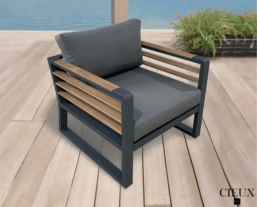CIEUX Club Chair Avignon Outdoor Patio Aluminum Metal Club Chair in Black with Sunbrella Cushions - Available in 2 Colours