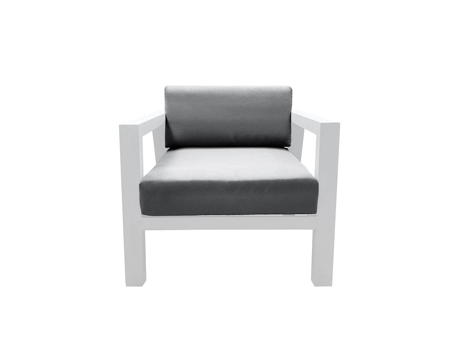 CIEUX Club Chair Canvas Charcoal Corsica Outdoor Patio Aluminum Metal Club Chair in White with Sunbrella Cushions - Available in 2 Colours