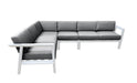 CIEUX Sectional Canvas Charcoal Corsica Outdoor Patio Aluminum Metal L-Shaped Sectional Sofa in White with Sunbrella Cushions - Available in 2 Colours