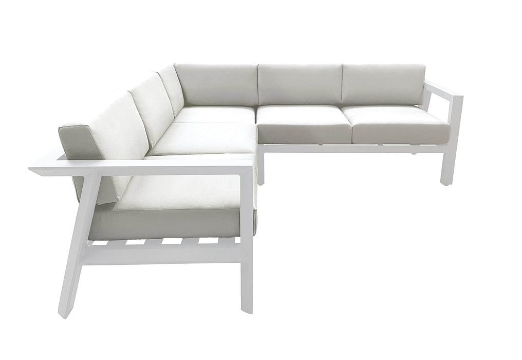 CIEUX Sectional Canvas Natural Corsica Outdoor Patio Aluminum Metal Corner Sectional Sofa in White with Sunbrella Cushions - Available in 2 Colours