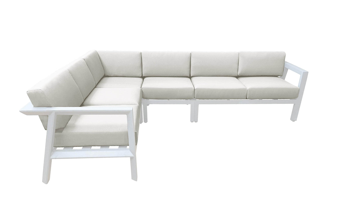 CIEUX Sectional Canvas Natural Corsica Outdoor Patio Aluminum Metal L-Shaped Sectional Sofa in White with Sunbrella Cushions - Available in 2 Colours