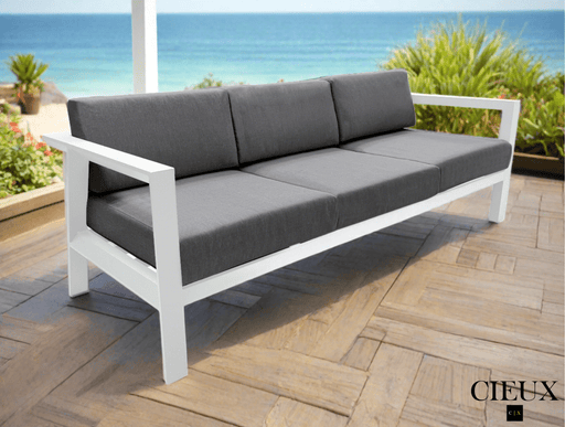 CIEUX Sofa Corsica Outdoor Patio Aluminum Metal Sofa in White with Sunbrella Cushions - Available in 2 Colours