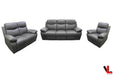 Levoluxe Sofa Set Grey Aveon 3 Piece Pillow Top Arm Reclining Sofa, Loveseat and Chair Set in Leather Match - Available in 2 Colours