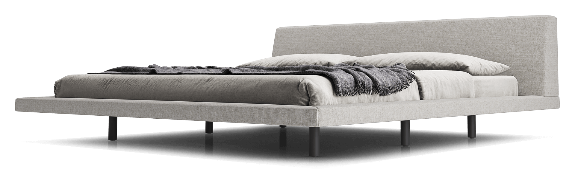 Modloft Bed Luna Fabric Jane Mid-Century Modern Low Profile Queen Platform Bed - Available in 2 Colours