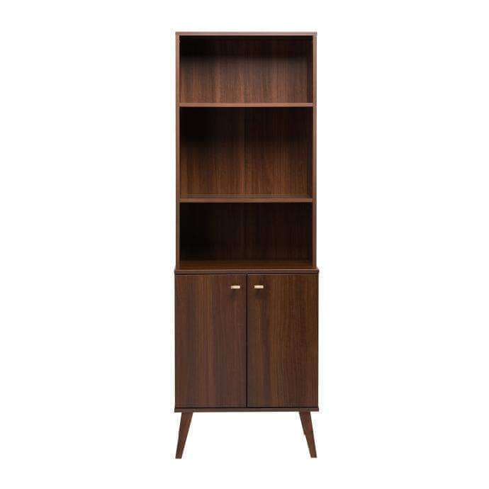 Modubox Bookcase Cherry Milo Mid-Century Modern Tall Bookcase with Adjustable Shelves - Available in 3 Colours