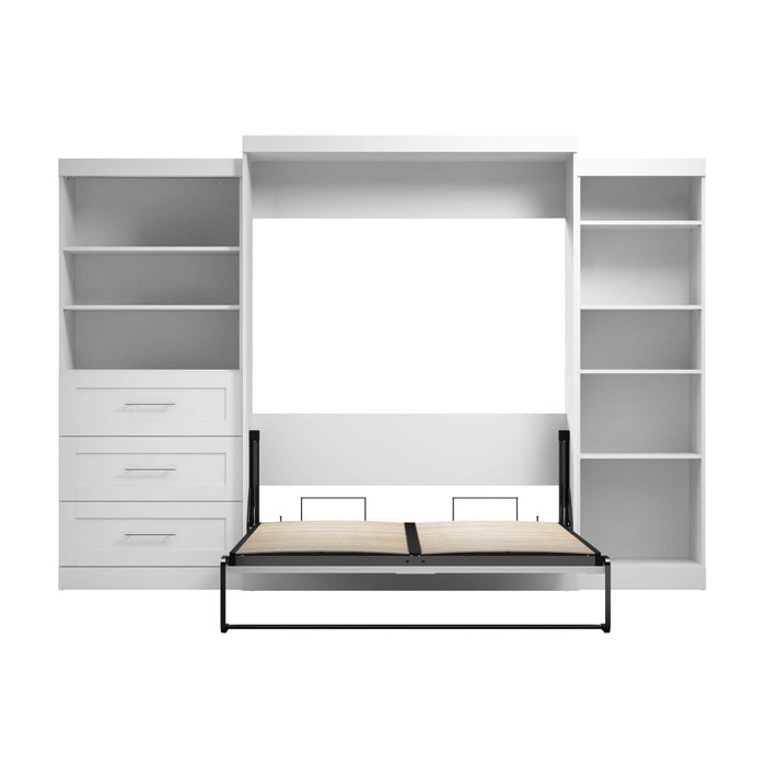 Modubox Murphy Wall Bed Pur Queen Murphy Pull Down Wall Bed and 2 Storage Units with Drawers (126”) - Available in 2 Colours