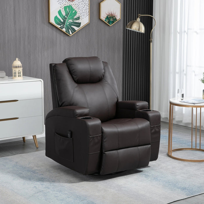 Pending - Aosom Homcom Faux Leather Recliner Chair with Massage, Vibration, Muti-Function Padded Sofa Chair with Remote Control, 360 Degree Swivel Seat with Dual Cup Holders, Black