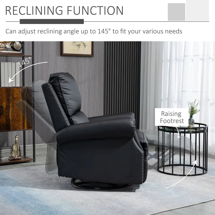 Pending - Aosom HOMCOM Manual Recliner Chair 360° Swivel Rocking Armchair Sofa with PU Leather Padded Cushion and Backrest for Living Room Black
