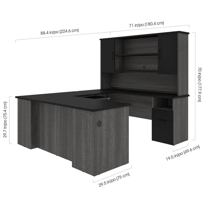 Pending - Modubox Desk Norma 71W U Or L-Shaped Executive Desk with Hutch - Available in 2 Colours