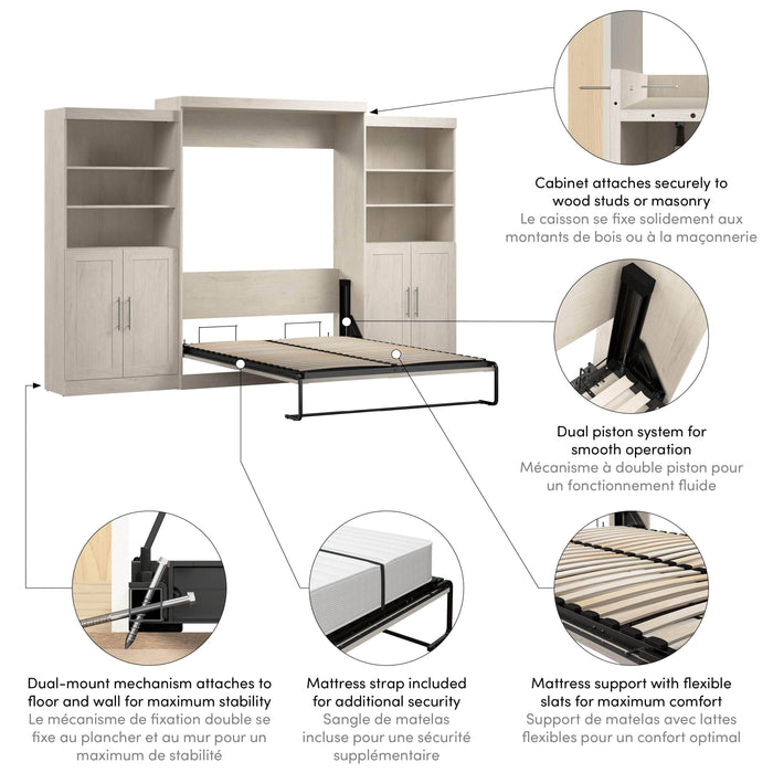 Pending - Modubox Murphy Wall Bed Pur  Murphy Bed with Closet Storage Organizers (136W) - Available in 5 Colours