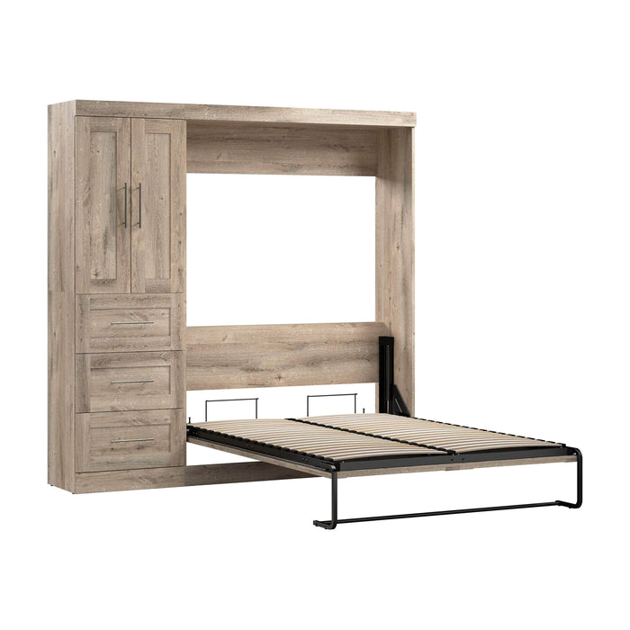 Pending - Modubox Murphy Wall Bed Rustic Brown Pur Murphy Bed with Closet Organizer with Drawers (84W) - Available in 7 Colours