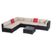 Aosom Sectional 7 Piece Outdoor Patio Rattan Wicker Modular U-Shaped Sectional Sofa Set with Coffee Table in Beige
