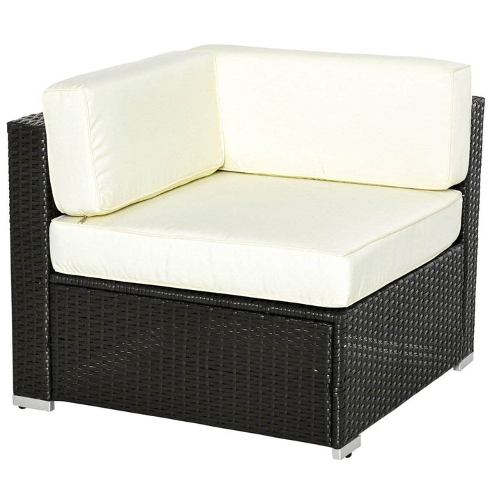 Aosom Sectional Sofa 6 Piece All-Weather Deluxe Outdoor Patio Rattan Wicker Sectional Sofa Set in Cream White
