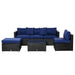Aosom Sectional Sofa Dark Blue and Black Wicker 6 Piece Outdoor Patio Rattan Wicker Modular Sectional Sofa Set with Coffee Table - Available in 5 Colours
