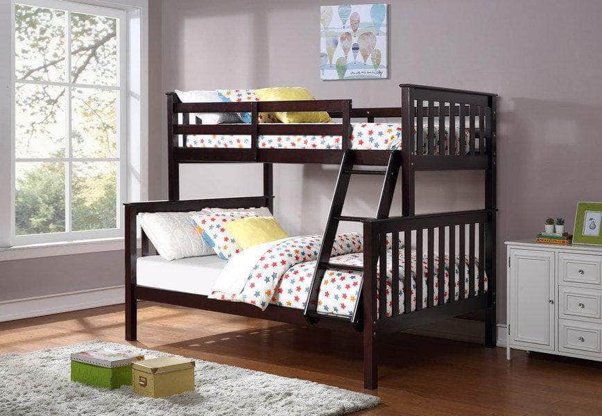 IFDC Bunk Bed Espresso Tofino Twin over Full Wooden Bunk Bed - Available in 3 Colours