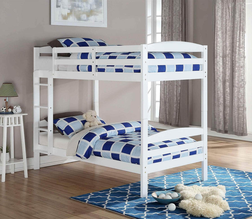 IFDC Bunk Bed White Kelowna Twin over Twin Wooden Bunk Bed - Available in 3 Colours