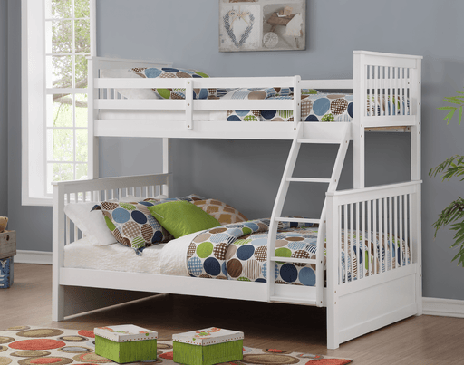 IFDC Bunk Bed White Mission Twin over Full Wooden Bunk Bed - Available in 3 Colours