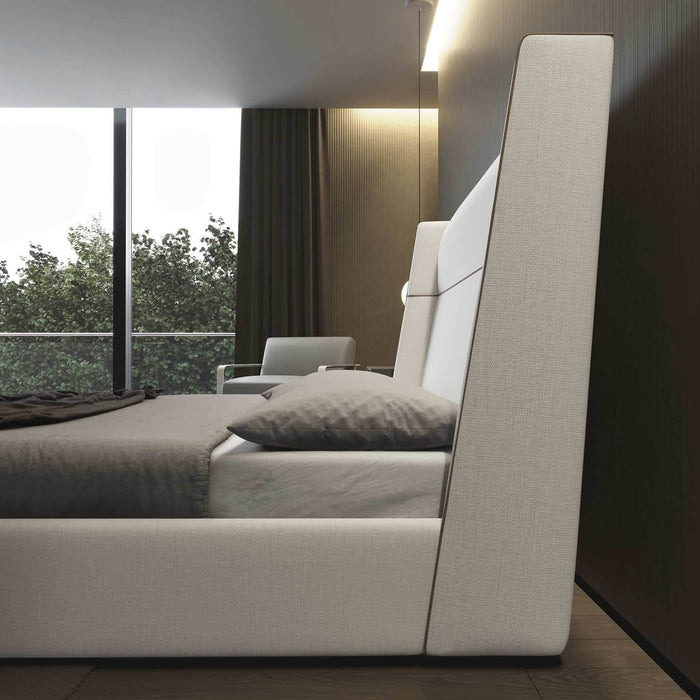 Modloft Bed Bond Fabric Upholstered Wingback Platform Bed - Available in 2 Colours and 3 Sizes