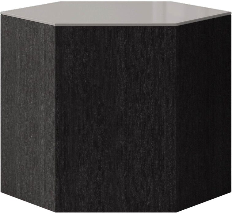 Modloft Coffee Table Walnut/Black Glass Centre 14" Hexagon Coffee Table - Available in 4 Colours