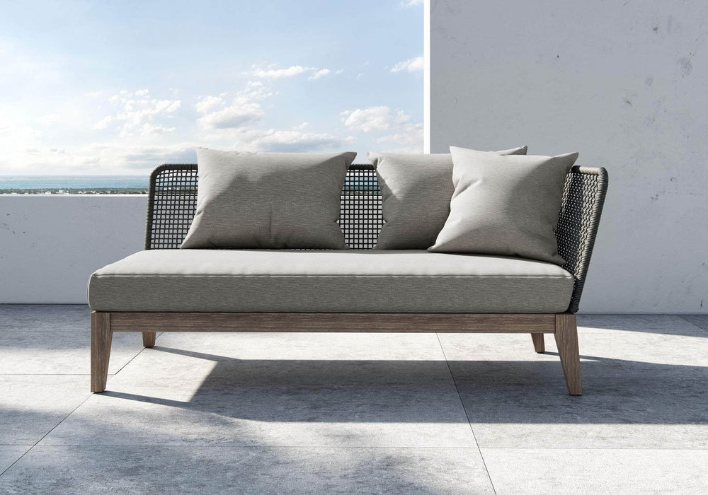Modloft Sofa Netta Outdoor Eucalyptus Open Arm Sofa in Feather Grey Fabric - Available in 2 Configurations