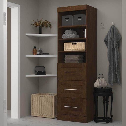 Modubox Bookcase Chocolate Pur 25” Storage Unit with 3 Drawers - Available in 3 Colours