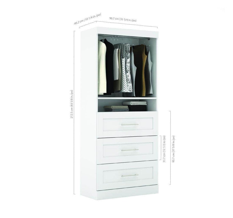 Modubox Bookcase Pur 36” Storage Unit with 3 Drawers - Available in 4 Colours