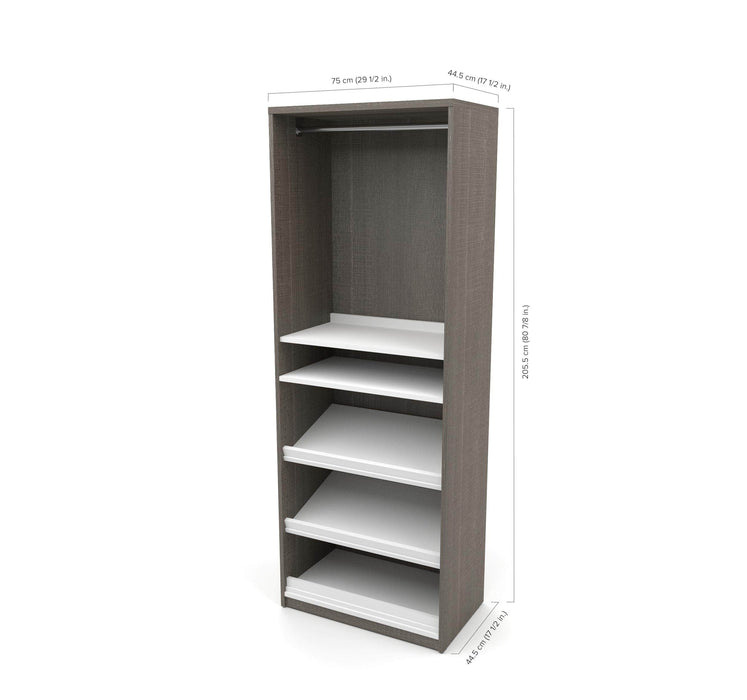 Modubox Closet Organizer Bark Grey & White Cielo 29.5” Closet Organizer with Drawers - Bark Grey & White