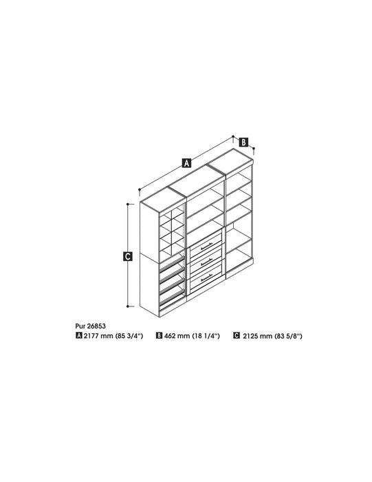 Modubox Closet Organizer Pur 86“ Closet Organizer with Storage Cubbies - Available in 3 Colours