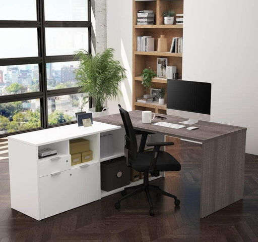 Modubox Computer Desk Bark Grey & White i3 Plus L-Shaped Desk - Available in 3 Colours