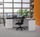 Modubox Computer Desk White & Deep Grey Pro-Concept Plus Closed Side L-Shaped Desk with Pedestal