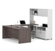 Modubox Desk Bark Grey & White Pro-Linea U-Shaped Desk with Hutch - Available in 2 Colours
