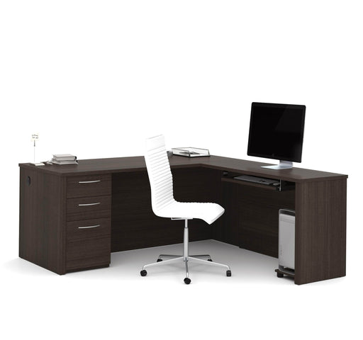 Modubox Desk Dark Chocolate Embassy L-Shaped Desk with Pedestal - Available in 2 Colours