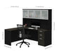 Modubox Desk Pro-Concept Plus L-Shaped Desk with Pedestal and Frosted Glass Door Hutch - Available in 2 Colours