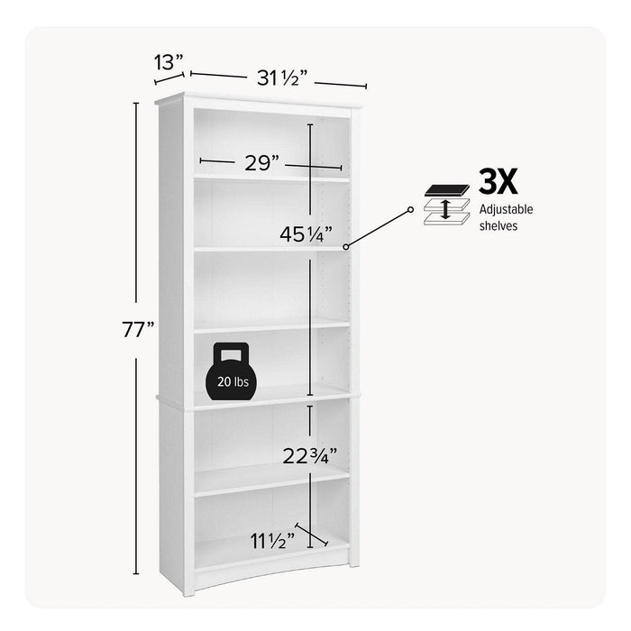 Modubox Home Office 6 Shelf Bookcase - Available in 2 Colours