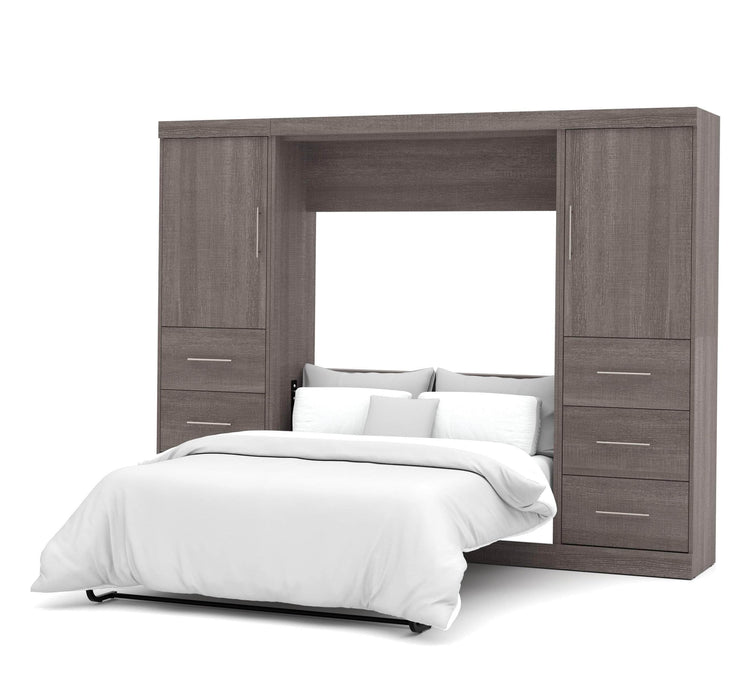 Modubox Murphy Wall Bed Bark Grey Nebula Full Murphy Wall Bed and 2 Storage Units with Drawers (109W) - Available in 3 Colours