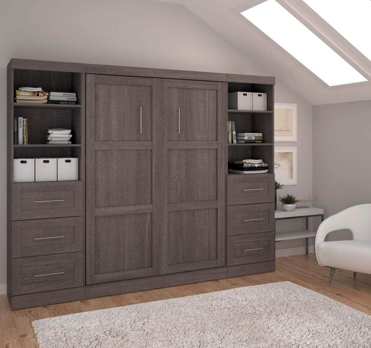 Modubox Murphy Wall Bed Bark Grey Pur Full Murphy Wall Bed and 2 Storage Units with Drawers (109W) - Available in 3 Colours