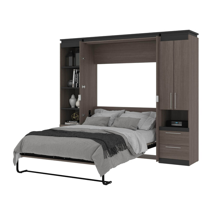 Modubox Murphy Wall Bed Orion 98"W Full Murphy Wall Bed with Narrow Storage Solutions and Drawers - Available in 2 Colours