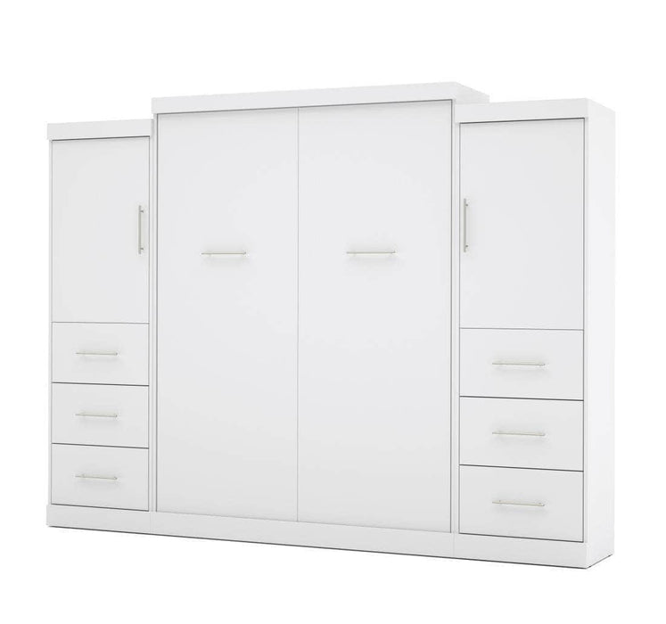 Modubox Murphy Wall Bed White Nebula 115" Set including a Queen Wall Murphy Bed and Two Storage Units with Drawers - Available in 3 Colours