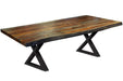 Corcoran Table Black X Legs 72" Live Edge Grey Sheesham Table - Available with 6 Leg Styles