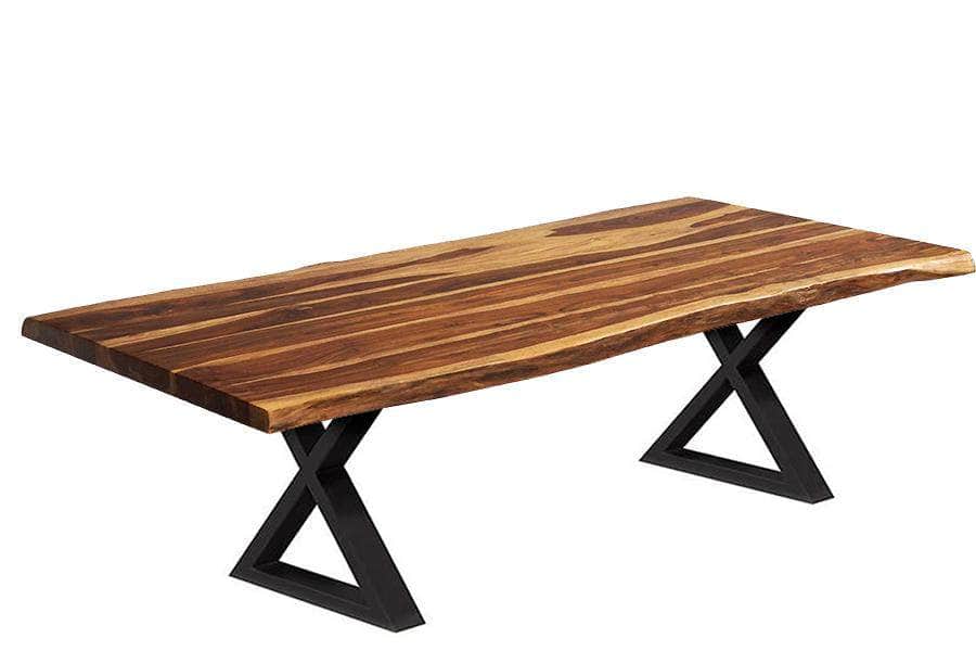  Corcoran Table Black X Legs 84" Live Edge Sheesham Table - Available with 8 Leg Styles