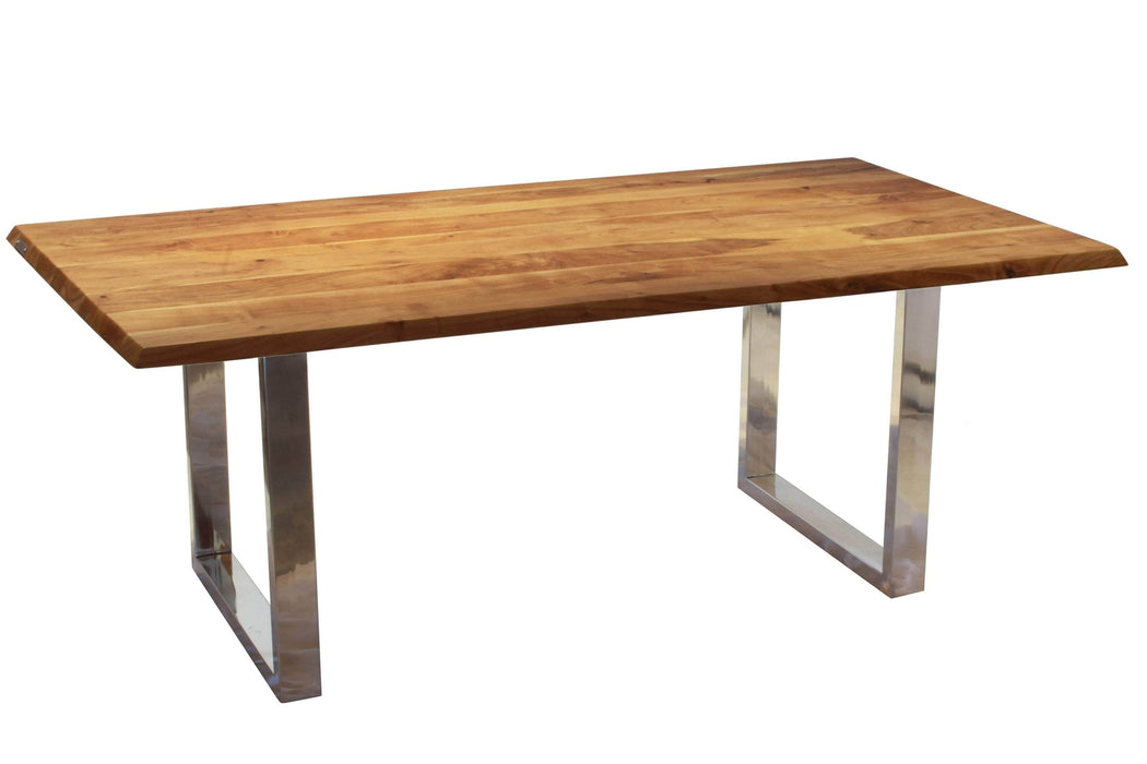 Corcoran Table Stainless U Legs Acacia 80'' Dining table - Available with 4 Leg Styles