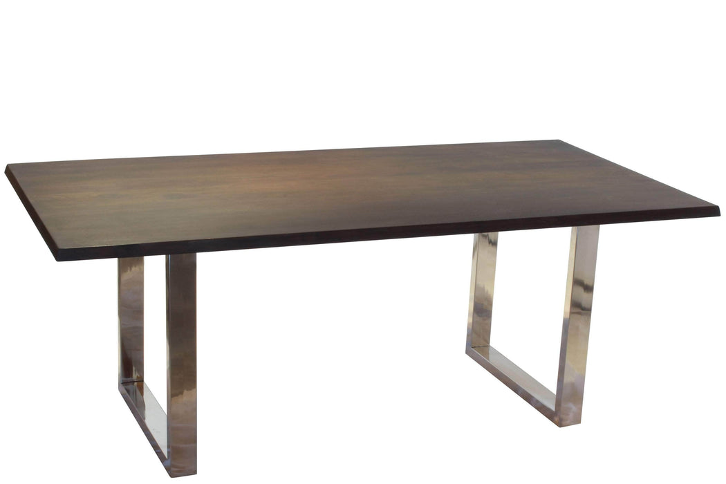  Corcoran Table Stainless U Legs Dark Acacia 80'' Dining Table - Available with 4 Leg Styles