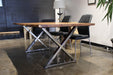 Pending - Corcoran Table Stainless X Legs Live Edge Acacia Table L 80" - Available with 4 Leg Styles