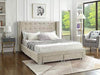 Pending - IFDC Creme Velvet Fabric Wing Bed with Nailhead Details and Chrome Legs - Available in 4 Colours