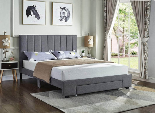 Pending - IFDC Fabric Platform Storage Bed with Padded Headboard - Available in 2 Sizes
