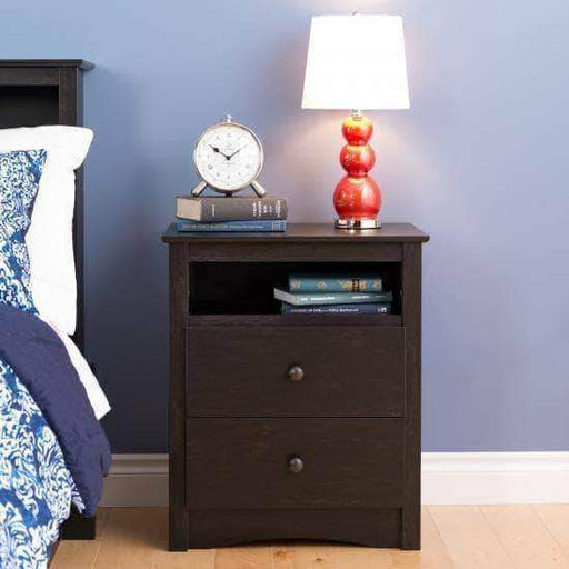 Prepac Riverdale Bedroom Washed Black Riverdale 2-Drawer Nightstand - Multiple Options Available