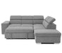 Urban Cali Sleeper Sectional Thora Stone / Right Facing Chaise Pasadena Large Sleeper Sectional Sofa Bed with Storage Ottoman and 2 Stools - Available in 2 Colours