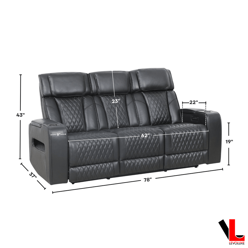 Colton 78" Leather Match Power Reclining 3 Seater Sofa with 2 Power Headrests, Cupholders, Storage and Drop Down Tray - Available in 2 Colours
