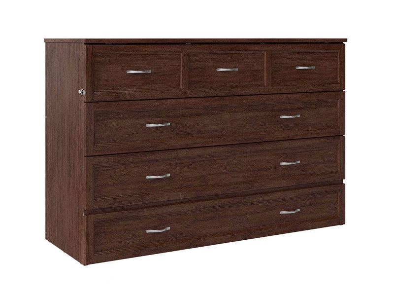 AFI Furnishings Murphy Cabinet Bed Burnt Amber / Queen Northfield Murphy Cabinet Bed Chest with 6" Gel Memory Foam Mattress, Storage Drawer and Built-in Charger - Available in 6 Colours and 3 Sizes